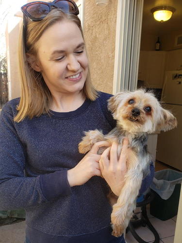 Newton With His Foster Mom